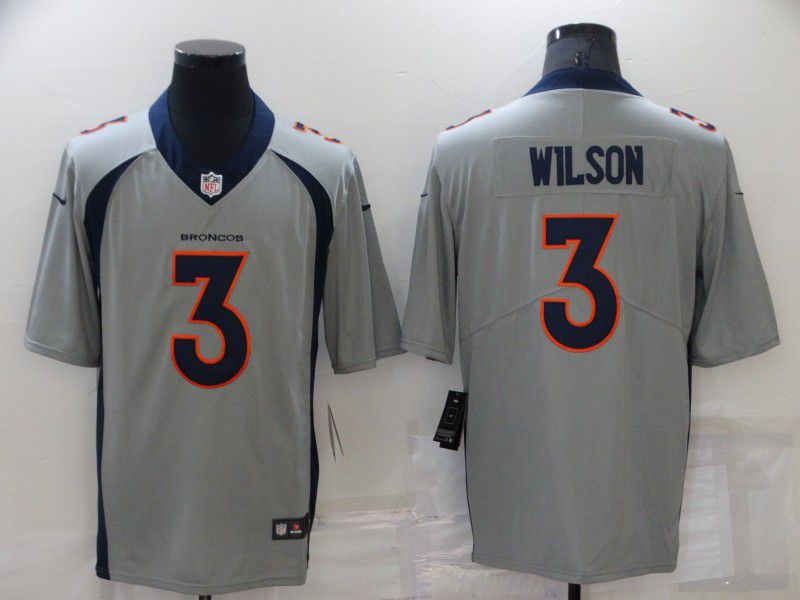 Men Denver Broncos 3 Wilson Grey Nike Vapor Untouchable Limited 2022 NFL Jersey